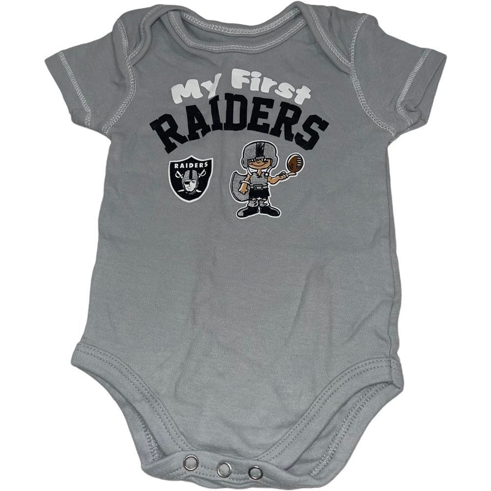 4/$25 - NFL Team‎ Apparel Grey/Black Raiders Football Onesie - Size 3/6 mths